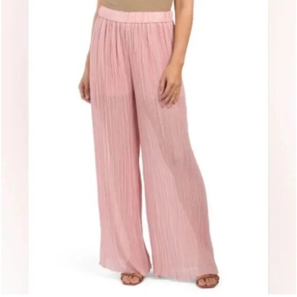 Zara Pleated Wide-Leg Pants in Dusty Pink